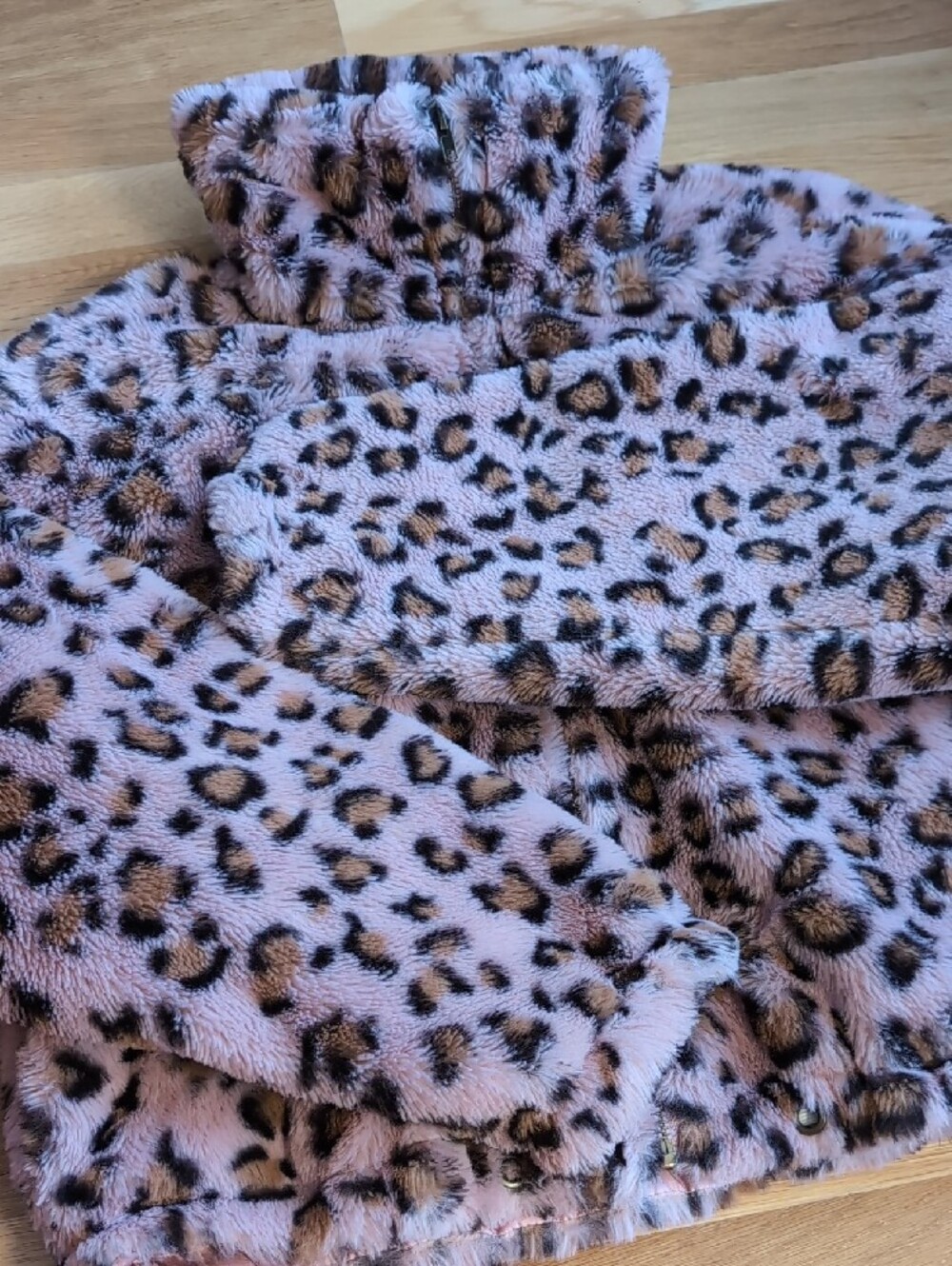 Know One Cares Plush Pink Leopard-Print Faux Fur Jacket Size M